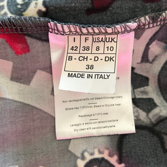 Emilio Pucci Steampunk Gears Print Dress Gray Turquoise Pink IT 42 / US 8 - Picture 7 of 9